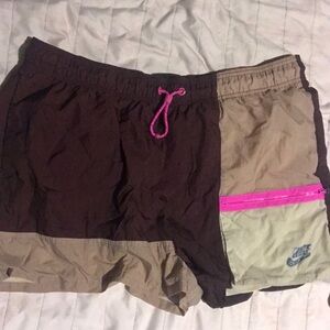 Nike Women's Colorblock Shorts - Brown and Tan